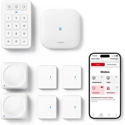 X-Sense AS08 - Smarte Alarmanlage für Tür und Fenster, 8er-Set