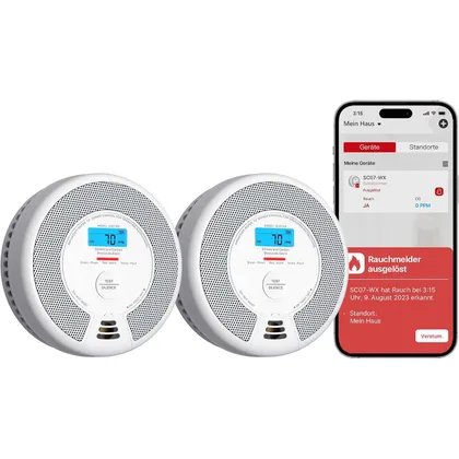 X-Sense SC07-WX - WLAN-Rauch- und Kohlenmonoxidmelder, 2er-Set
