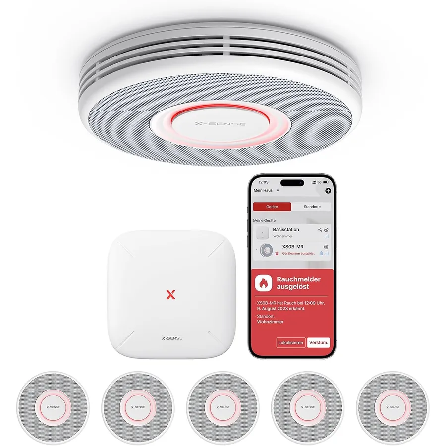 X-Sense XS0B-MR61 - 6 Rauchmelder mit deutscher Sprachausgabe und Basisstation