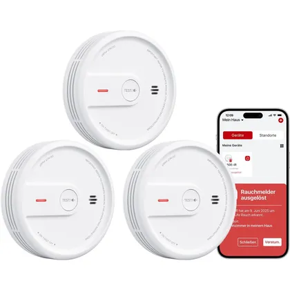 X-Sense XS0E-iR - WLAN-Rauchmelder mit Nachtmodus, 3er-Set