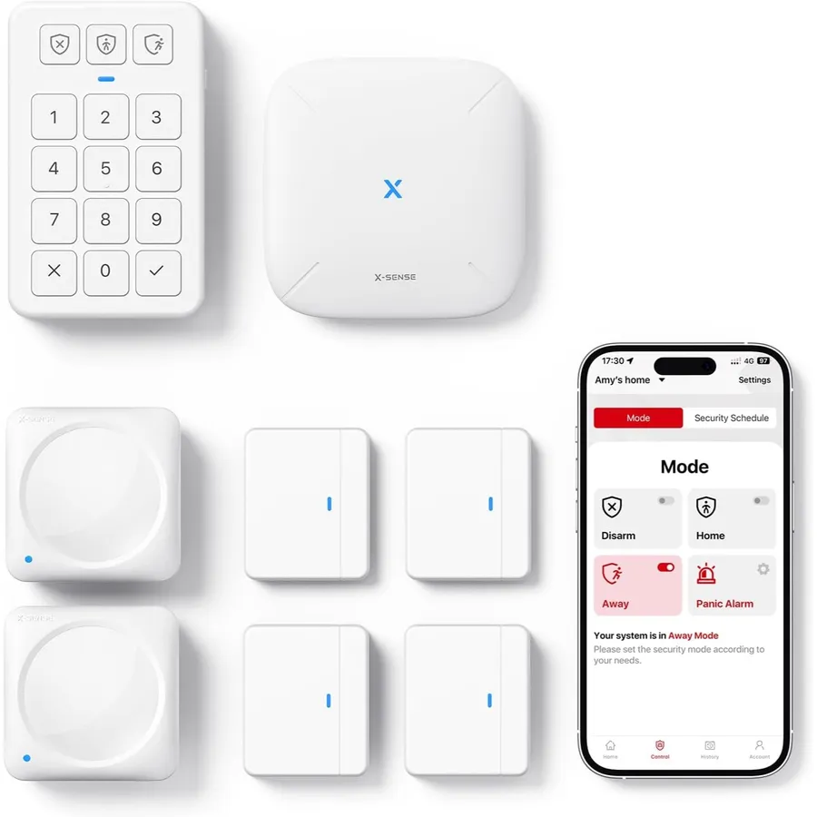 X-Sense AS08 - Kit de alarma para el hogar Wi-Fi de 8 piezas