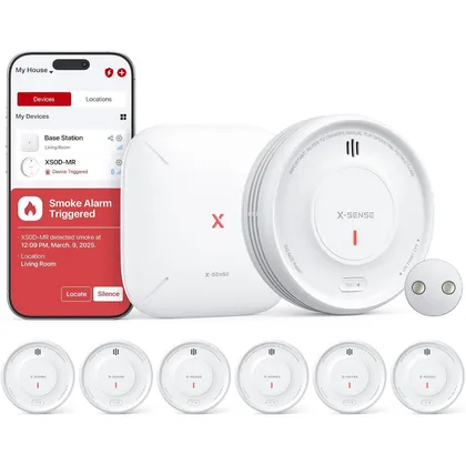 X-Sense XS0D-MR61 - Kit de 6 detectores de humo magnéticos con estación base SBS50