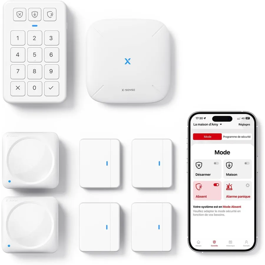 X-Sense AS08 - Kit alarme maison sans fil avec base SBS50