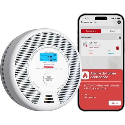 X-Sense SC07-WX - Détecteur de fumée et de CO connecté Wi-Fi