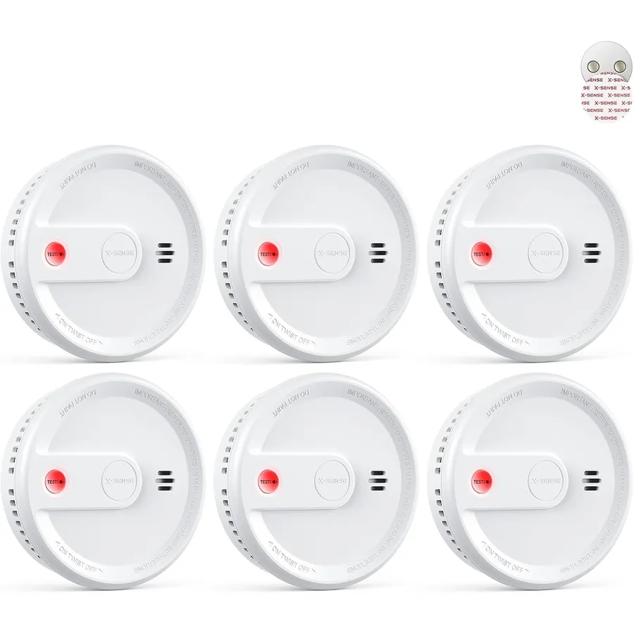 X-Sense XS0G-SN - Détecteur de fumée ultra-fin magnétique, lot de 6