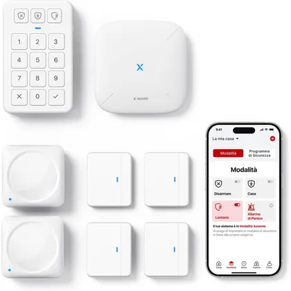 X-Sense AS08 - Kit allarme casa wireless con stazione base SBS50