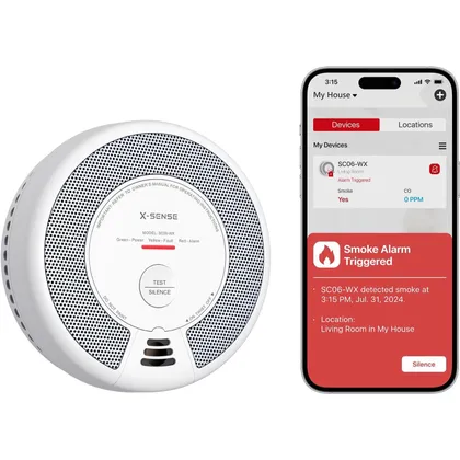 X-Sense SC06-WX - Rilevatore di fumo e CO Wi-Fi, senza base