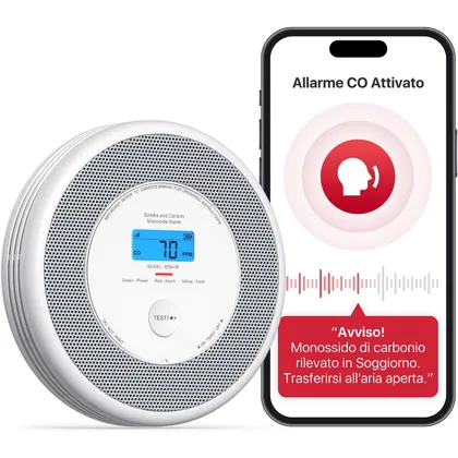 X-Sense XP0A-iR - Rilevatore di fumo e CO Wi-Fi con avvisi vocali in italiano